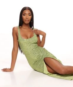 Mysite Tall Clothing Tall Family Affair Sequin Dress - Lime