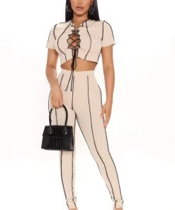 Fashion Nova It's A Vibe Pant Set - Nude SETS