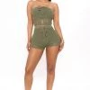 Mysite New Today Suns Out Crochet Short Set - Olive