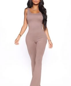 Fashion Nova Match My Vibe Jumpsuit - Mocha