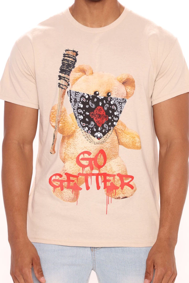 Mysite New Today Go Getter Teddy Short Sleeve Tee - Sand 4 Mysite New Today Go Getter Teddy Short Sleeve Tee - Sand