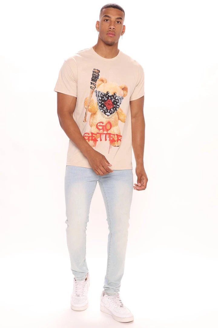 Mysite New Today Go Getter Teddy Short Sleeve Tee - Sand 3 Mysite New Today Go Getter Teddy Short Sleeve Tee - Sand