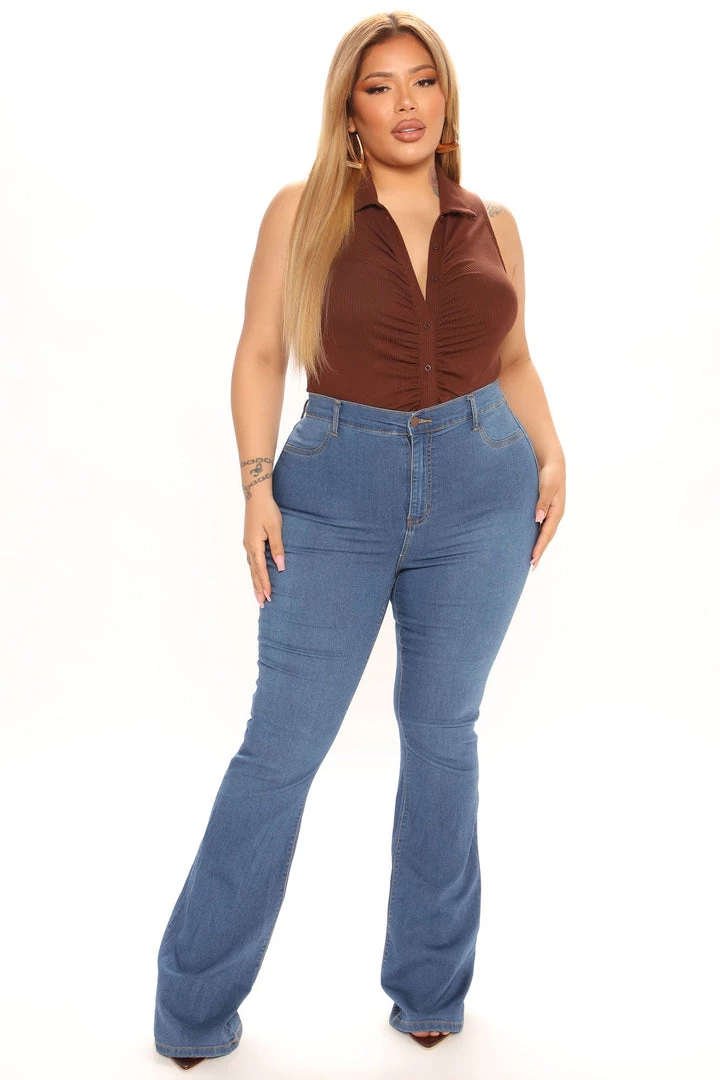 Mysite Tell All Ribbed Bodysuit - Chocolate