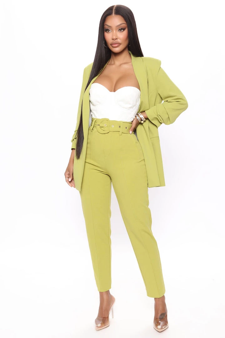 Mysite New Today Olivia Belted Trouser - Chartreuse 1 Mysite New Today Olivia Belted Trouser - Chartreuse