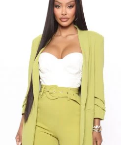 Mysite The Celine Blazer - Chartreuse New Today