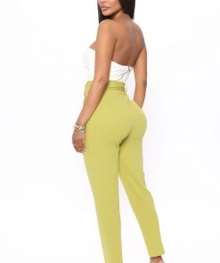 Mysite New Today Olivia Belted Trouser - Chartreuse 10 Mysite New Today Olivia Belted Trouser - Chartreuse