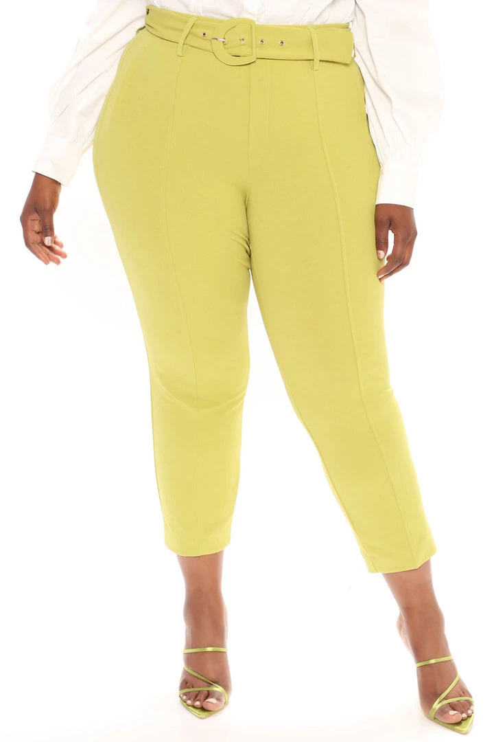 Mysite New Today Olivia Belted Trouser - Chartreuse 6 Mysite New Today Olivia Belted Trouser - Chartreuse
