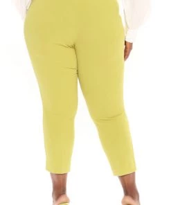 Mysite New Today Olivia Belted Trouser - Chartreuse 15 Mysite New Today Olivia Belted Trouser - Chartreuse