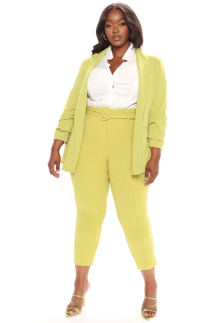 Mysite New Today Olivia Belted Trouser - Chartreuse 5 Mysite New Today Olivia Belted Trouser - Chartreuse