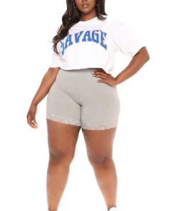 Mysite Something Girly Biker Short - Heather Grey New Today