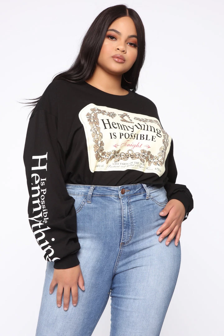 Fashion Nova Teddies & Babydolls Hennything Is Possible LS Top - Black 11 Fashion Nova Teddies & Babydolls Hennything Is Possible LS Top - Black