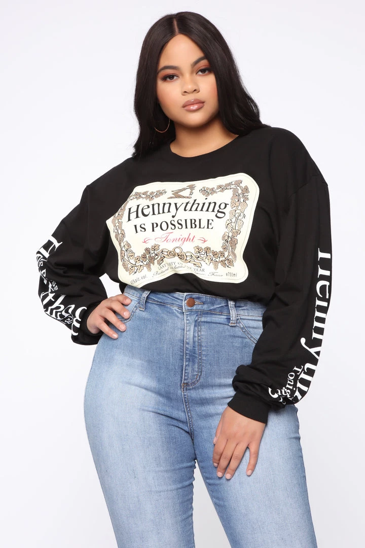 Fashion Nova Teddies & Babydolls Hennything Is Possible LS Top - Black 8 Fashion Nova Teddies & Babydolls Hennything Is Possible LS Top - Black