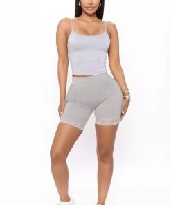 Mysite Something Girly Biker Short - Heather Grey New Today