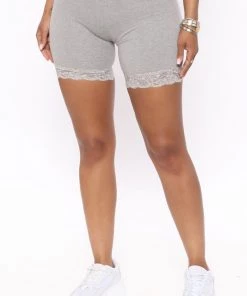 Mysite Something Girly Biker Short - Heather Grey New Today