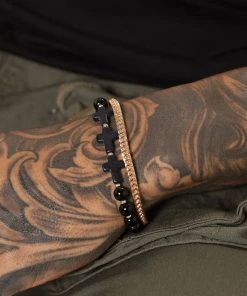 Mysite Cross Bracelet Set - Black/Gold