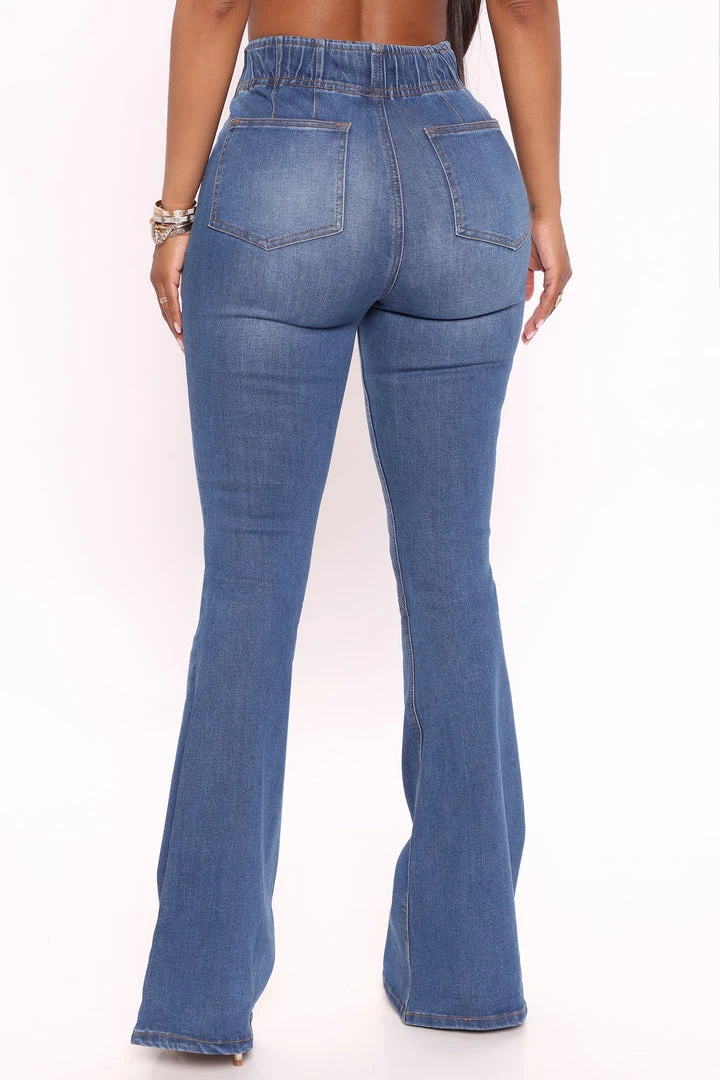 Mysite New Today Effortless Pull On Flare Jeans - Medium Blue Wash 5 Mysite New Today Effortless Pull On Flare Jeans - Medium Blue Wash