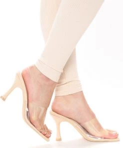 Fashion Nova Lucinda Heeled Mules - Nude SHOES