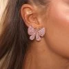 FashionNob Teddies & Babydolls Bonita Butterfly Earrings - Pink