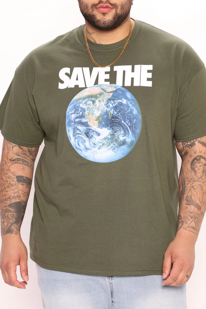 Mysite Save The Earth Short Sleeve Tee - Sage