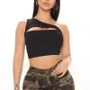Fashion Nova Keep It Realer Than Real Crop Top - Black Teddies & Babydolls
