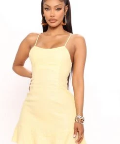 Mysite New Today Eilana Mini Dress - Yellow