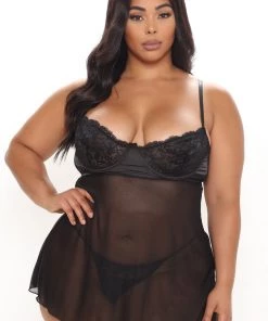 Fashion Nob Lingerie Sets All Night Long 2 Piece Babydoll Set - Black 6 Fashion Nob Lingerie Sets All Night Long 2 Piece Babydoll Set - Black