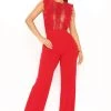 FashionNob Busy Breaking Hearts Jumpsuit - Red