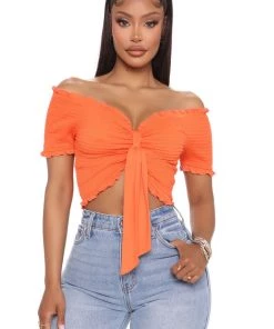 Mysite Like Lovers Crop Top - Orange Teddies & Babydolls