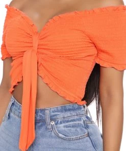 Mysite Like Lovers Crop Top - Orange Teddies & Babydolls