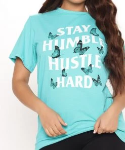 Fashion Nova Teddies & Babydolls Stay Humble Butterfly Tunic Top - Mint