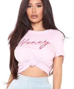 Fashion Nova Give 'em Honey Knot Crop Top - Pink Influencer Looks