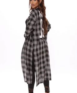 Fashion Nova Paris Plaid Maxi Top - Black/White