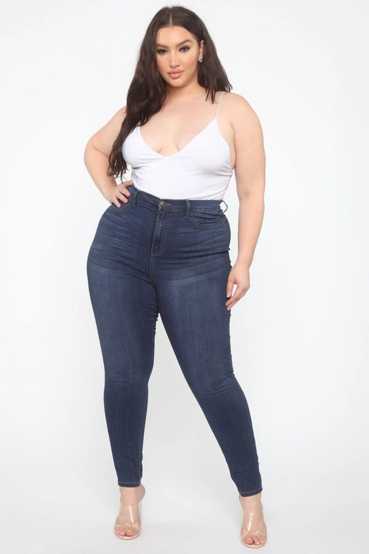 Mysite Emma Super Stretch High Rise Skinny Jean - Dark Denim