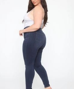 Mysite Emma Super Stretch High Rise Skinny Jean - Dark Denim