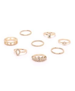 FashionNob Call Me Queen Ring Set - Gold