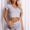 Fashion Nova Sleepy Moods PJ Short Set - Heather Grey