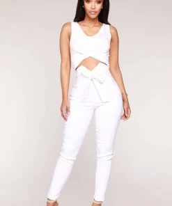 Fashion Nova Office Babe Knot Your Girl Pants - White