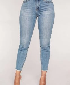 Fashion Nova Stir It Up Ankle Jeans - Light Blue Wash