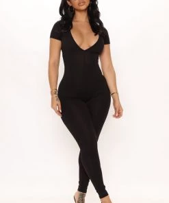 FashionNob Teddies & Babydolls Cassandra Open Back Jumpsuit - Black