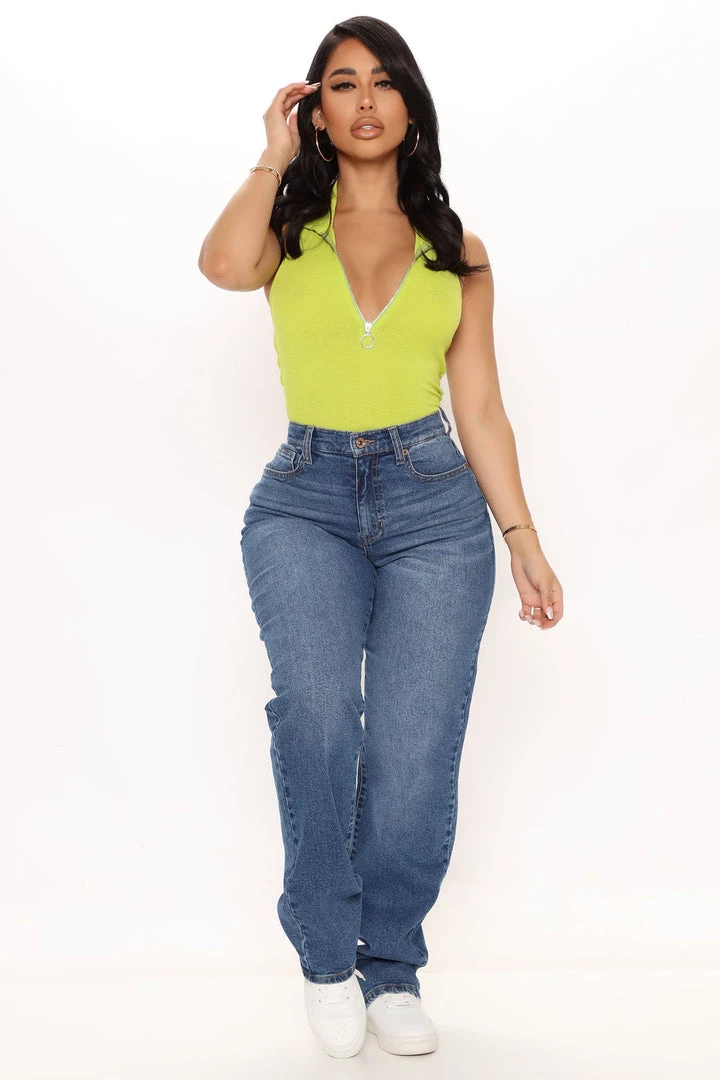 Fashion Nova Night Out In Paris Straight Leg Jeans - Medium Blue Wash New Today