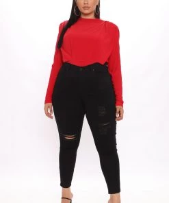 Fashion Nova Leave An Impression Mock Neck Bodysuit - Red Best Sellers