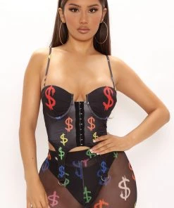 FashionNob Cash Rules Mesh Legging Set - Black/combo SETS