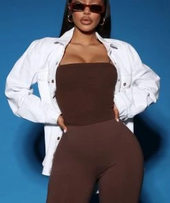 Mysite Teddies & Babydolls Hailee Crop Tank Top - Chocolate