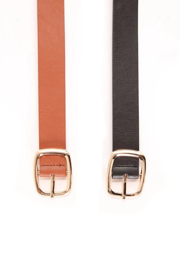 Fashion Nova Essential Basic Belt Set - Black/Tan 3 Fashion Nova Essential Basic Belt Set - Black/Tan