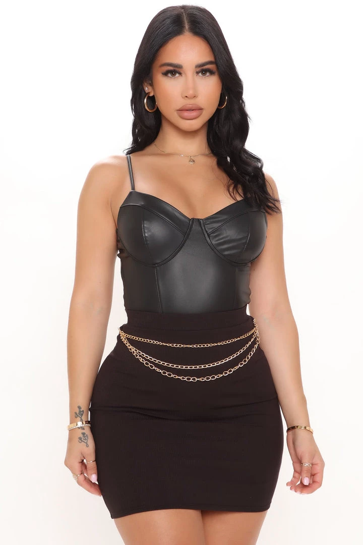 FashionNob Teddies & Babydolls Catch A Vibe PU Bodysuit - Black 2 FashionNob Teddies & Babydolls Catch A Vibe PU Bodysuit - Black