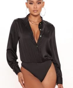 Fashion Nova Office Favorite Satin Pant Set - Black