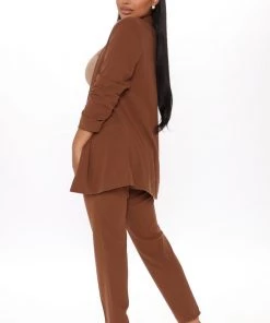 FashionNob Office Babe Business Classy Blazer Pant Set - Tan