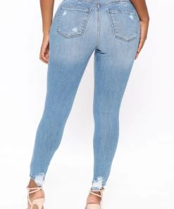 FashionNob Ava Distressed Skinny Jeans - Light Blue Wash New Today