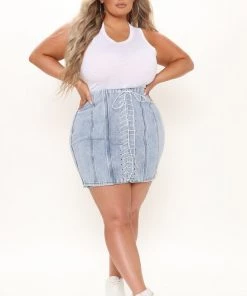Fashion Nova Kill 'Em With Kindness Mini Skirt - Medium Blue Wash
