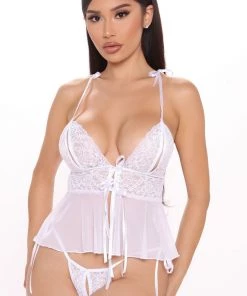 Fashion Nob Lingerie Sets All About Lust Lace Babydoll Set - White